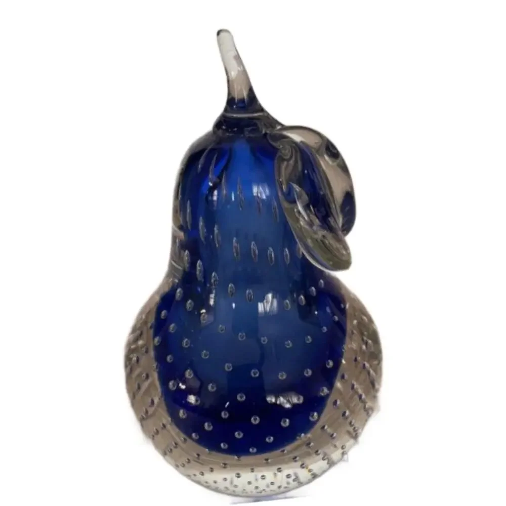 Vintage Cobalt Blue Bullicante ART Glass Pear, 5.5
